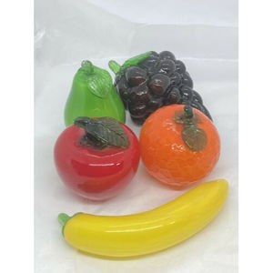 (5) Lot Vintage Hand Blown Art Glass Murano Style Glass Fruit
